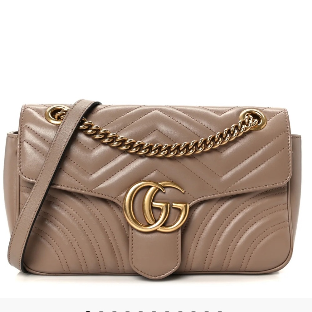 Gucci Taupe Quilted Leather Shoulder Bag with Gold Hardware - Picture 5 of 13